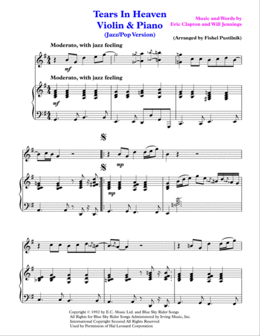 Tears In Heaven Violin Solo scores gallery preview page 2