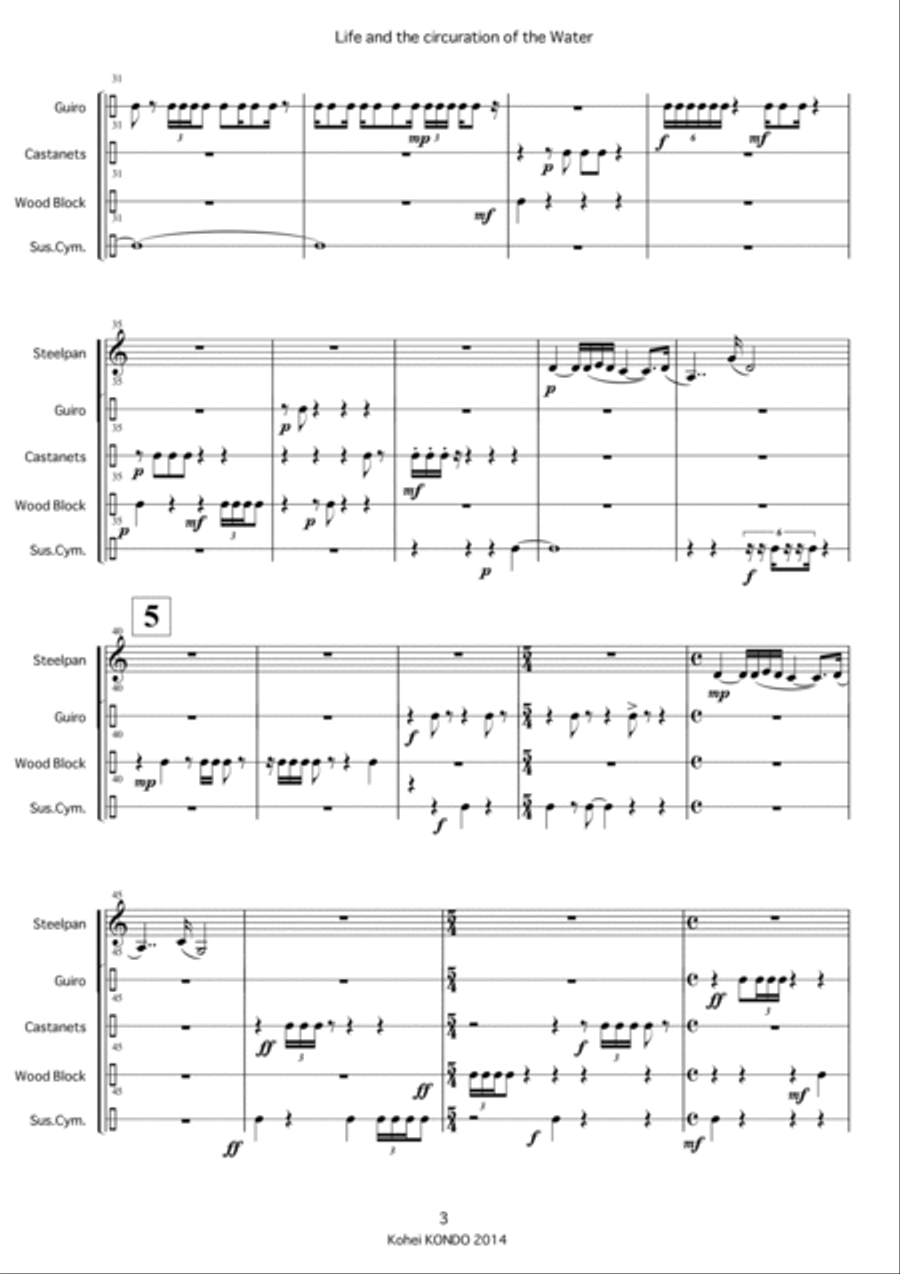 Life and the circuration of the Water　for percussion player　 Op.141 Percussion Ensemble scores gallery preview page 4