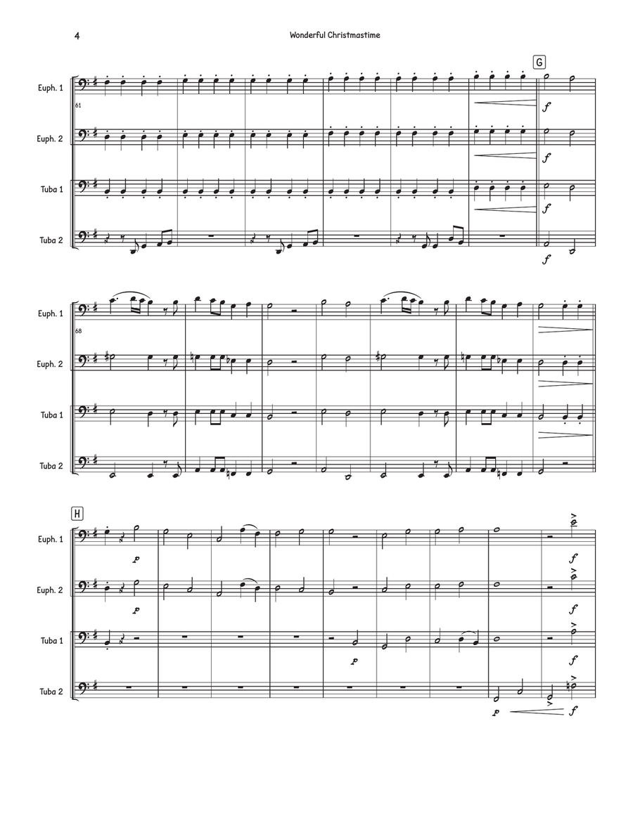Wonderful Christmastime Brass Quartet scores gallery preview page 4