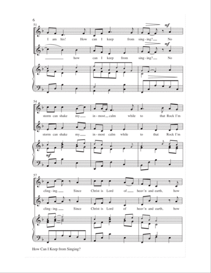 How Can I Keep from Singing? Unison Choir scores gallery preview page 6