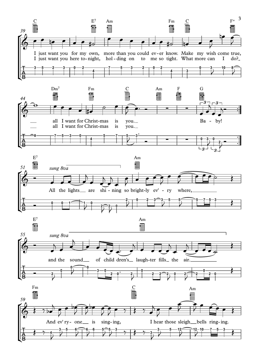 All I Want For Christmas Is You Ukulele scores gallery preview page 3