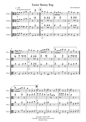 Easter Bunny Rag for Viola Quartet