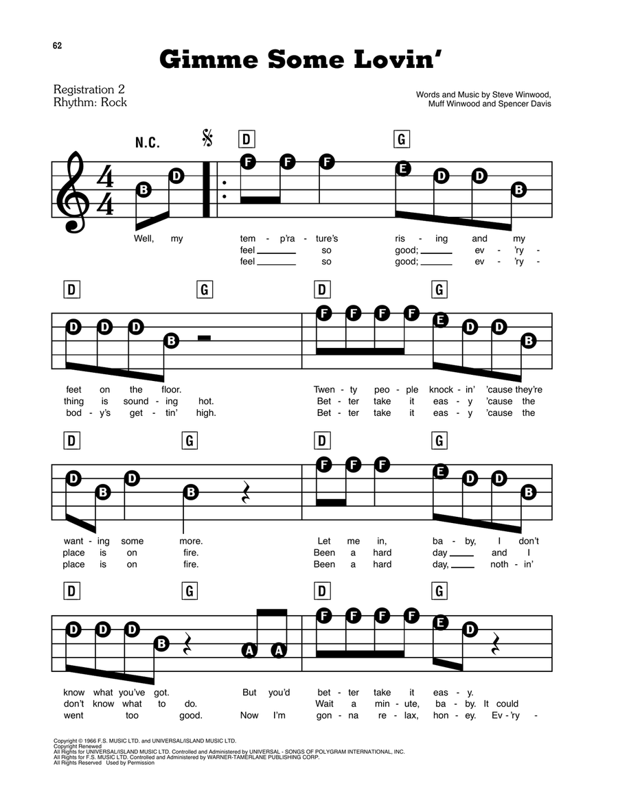 Gimme Some Lovin' Gimme Some Lovin' Electronic Keyboard scores gallery preview page 1