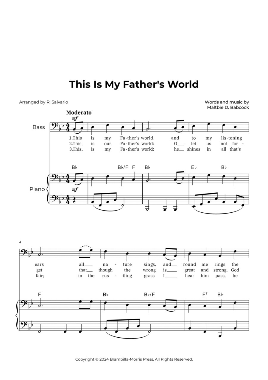 Book cover for This Is My Father's World (Key of B-Flat Major)