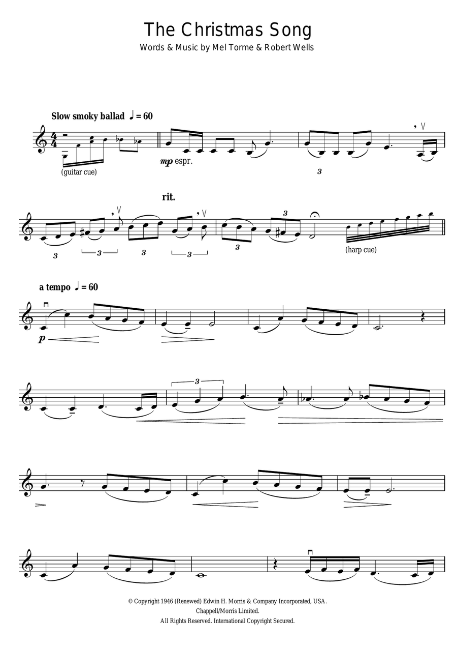 The Christmas Song (Chestnuts Roasting On An Open Fire) Violin Solo scores gallery preview page 1