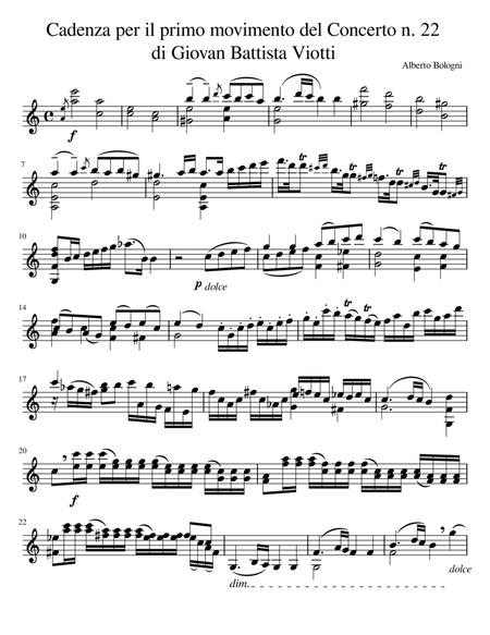 Cadenza for the first movement of G.B. Viotti's Violin Concerto n.22