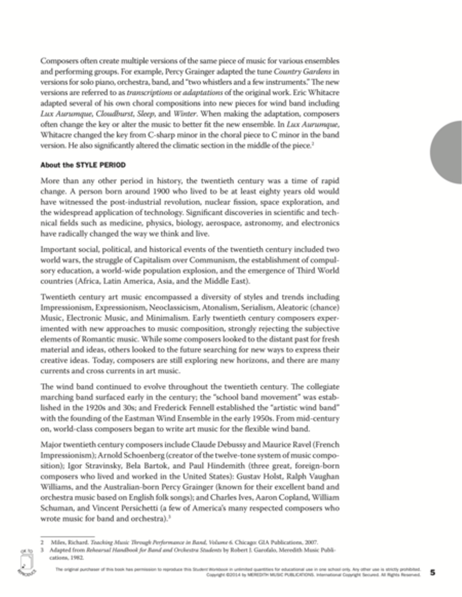 Guides to Band Masterworks, Vol. 4 - Student Workbook - Lux Aurumque Activity Books scores gallery preview page 5
