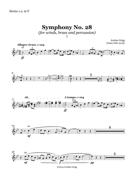 Symphony No.28 (for winds, brass and percussion) Parts 2