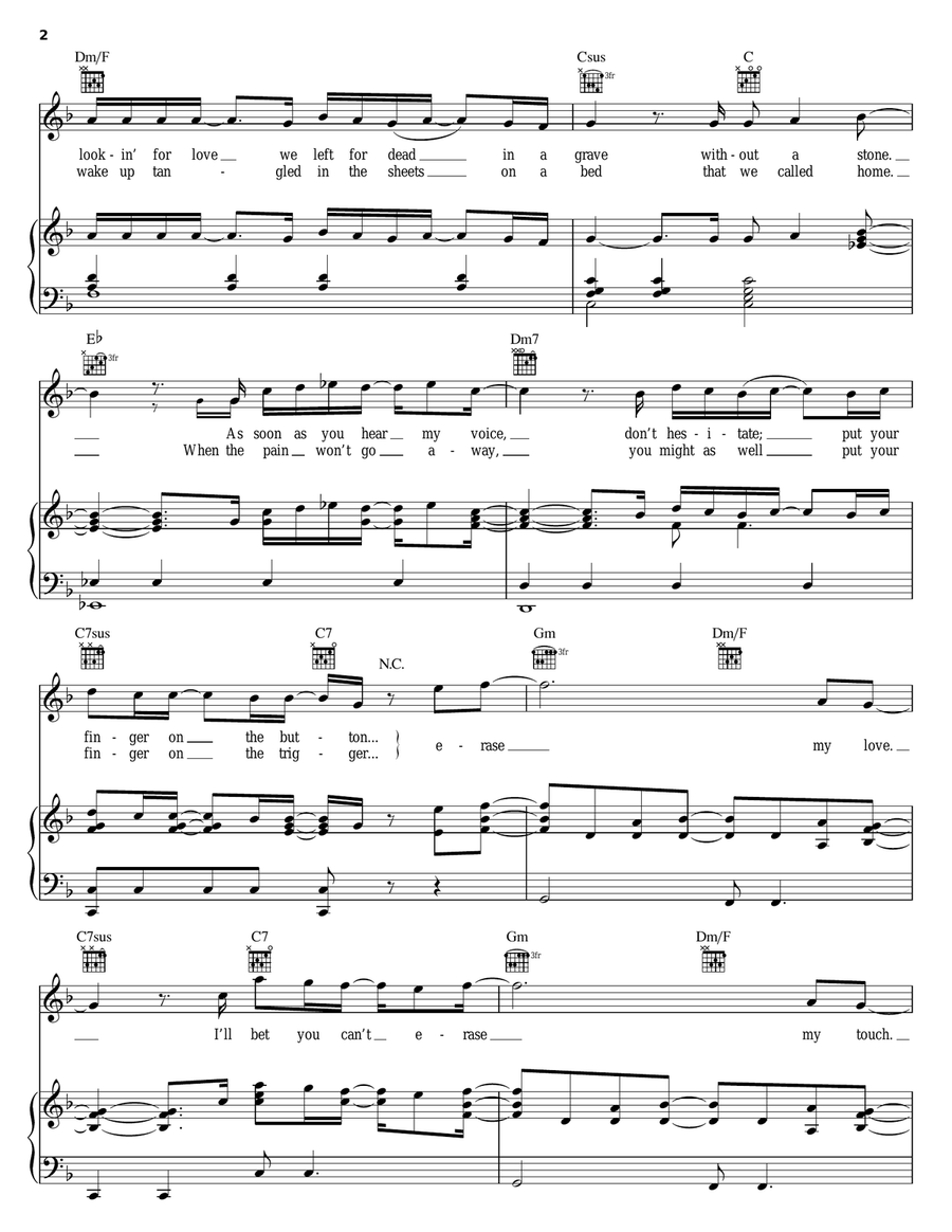 Erase Erase Piano, Vocal, Guitar scores gallery preview page 2