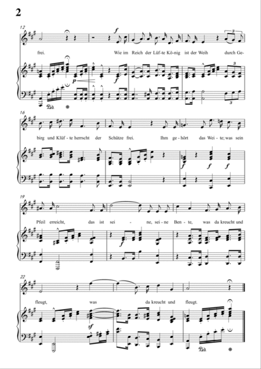 Schumann-Des Buben Schützenlied in A Major,Op.79,No.26 for Voice and Piano Voice Solo scores gallery preview page 3