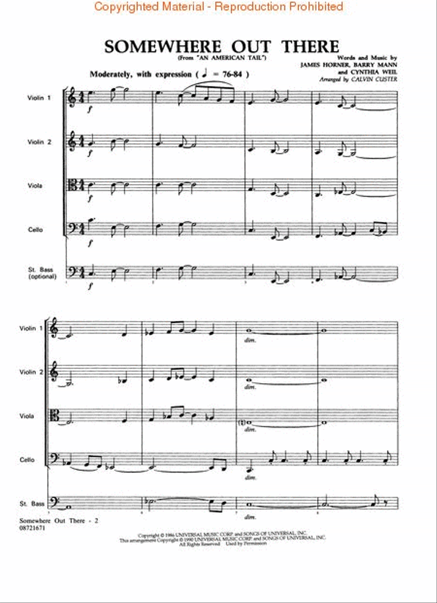 Somewhere Out There (from An American Tail) String Quartet scores gallery preview page 2
