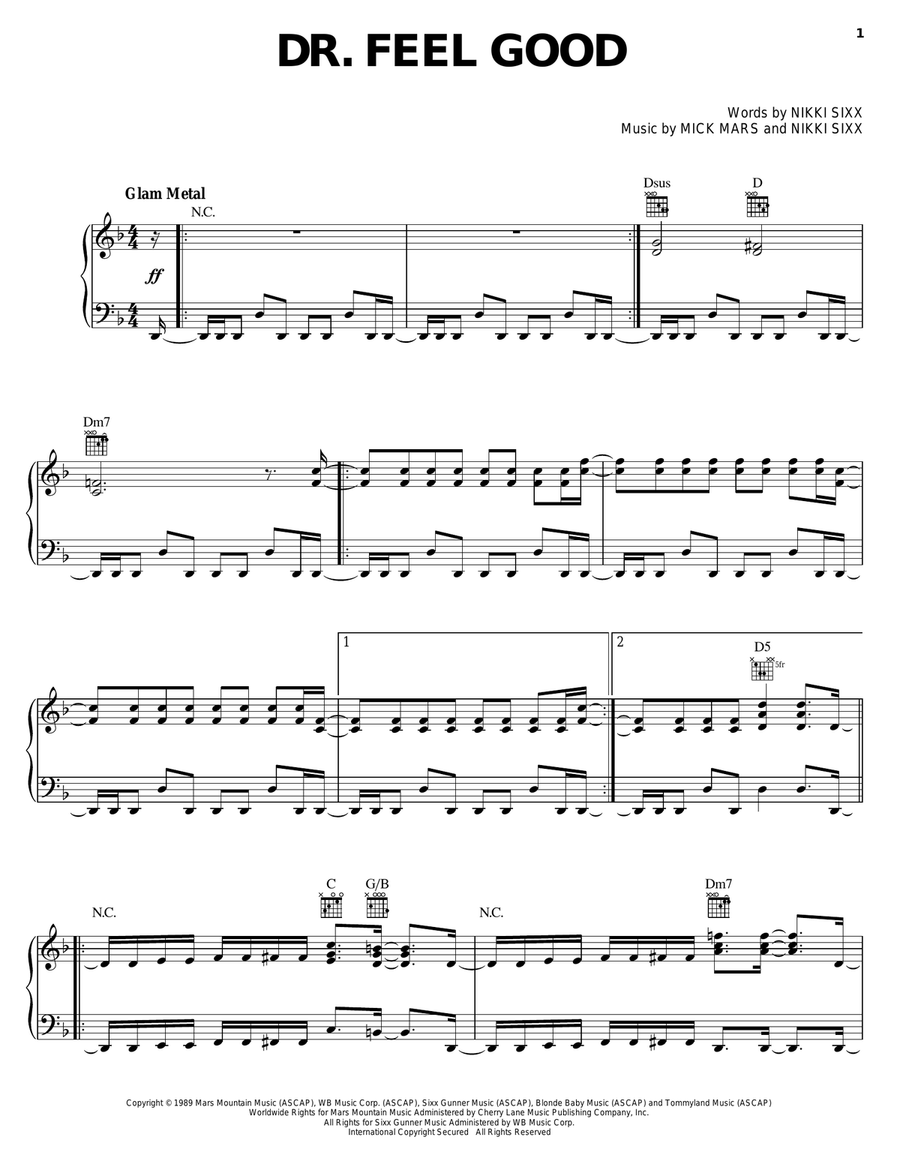 Dr. Feel Good Dr. Feel Good Piano, Vocal, Guitar scores gallery preview page 1