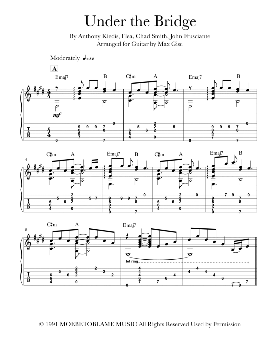 Under The Bridge Acoustic Guitar scores gallery preview page 1