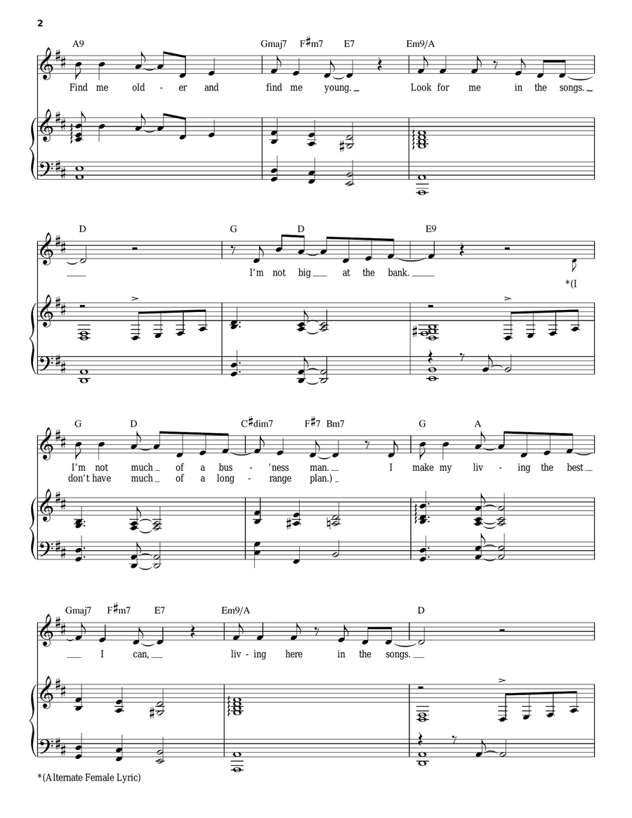 Look For Me In The Songs Piano, Vocal scores gallery preview page 2