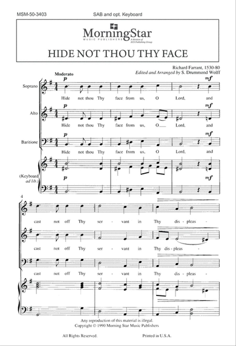 Hide Not Thou Thy Face Hide Not Thou Thy Face 3-Part scores gallery preview page 2