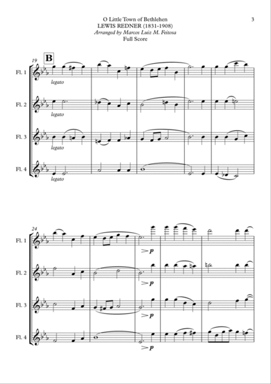 O Little Town of Bethlehem - Flute Quartet Flute Quartet scores gallery preview page 5