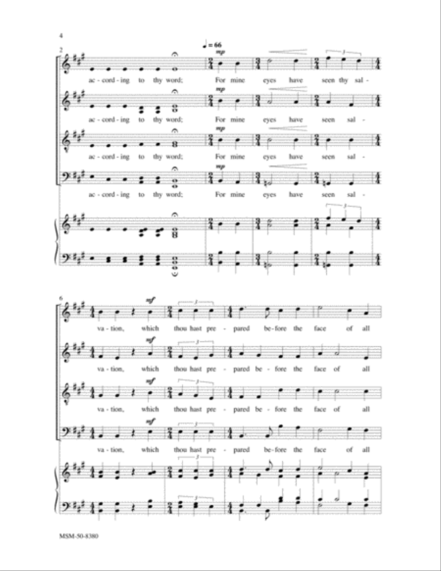 Nunc Dimittis Lord, Now Lettest Thou Thy Servant Depart in Peace Divisi scores gallery preview page 3