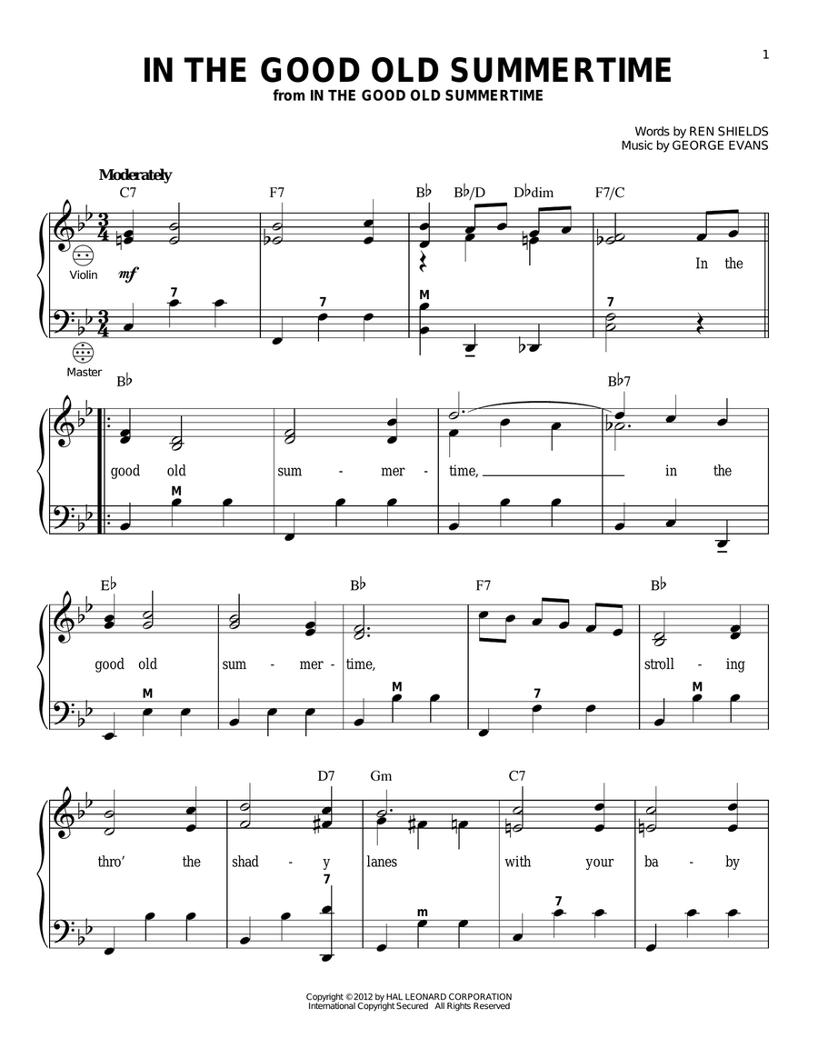 In The Good Old Summertime Accordion scores gallery preview page 1
