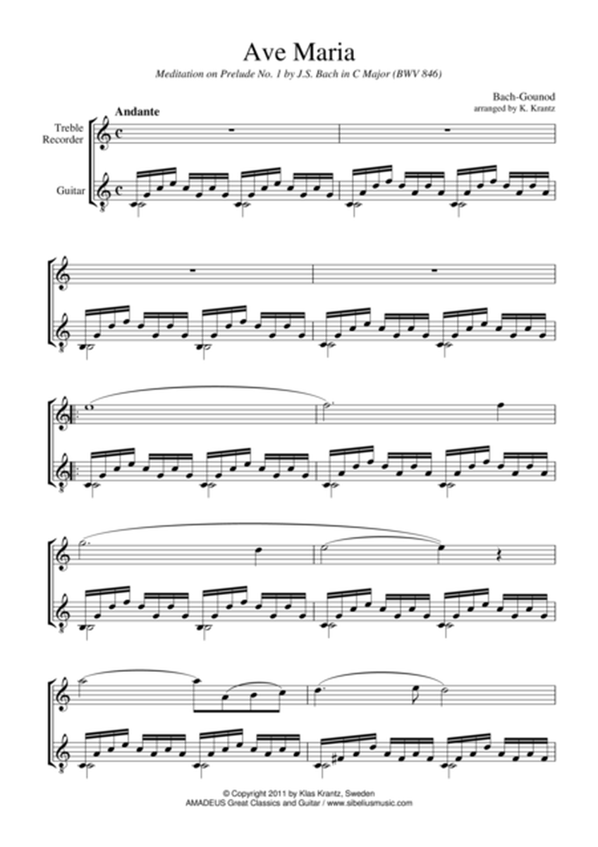Ave Maria for treble recorder and guitar