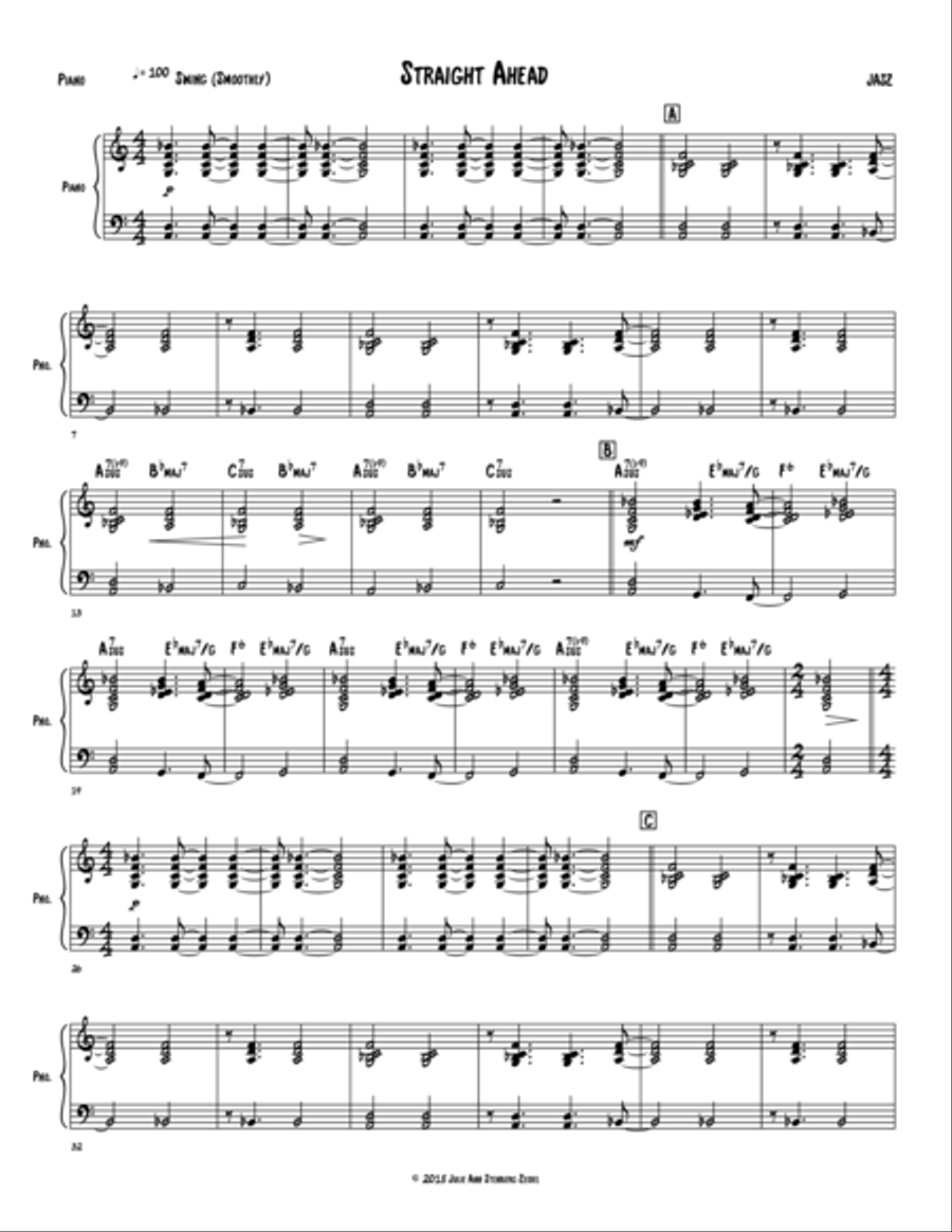 Straight Ahead - Piano Jazz Ensemble scores gallery preview page 1