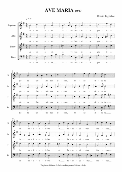 AVE MARIA - Tagliabue - 10/2017 - For SATB Choir - Latin Lyrics image number null