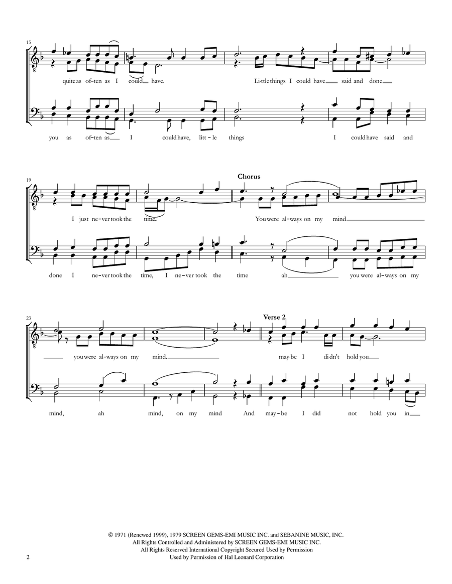 Always On My Mind TTBB scores gallery preview page 2