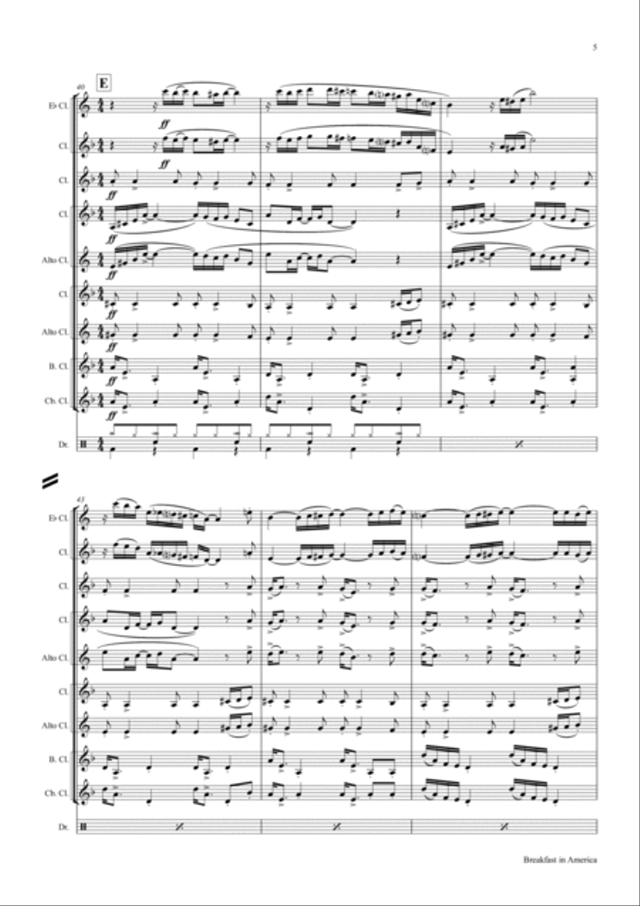 Breakfast In America Clarinet Quintet scores gallery preview page 5