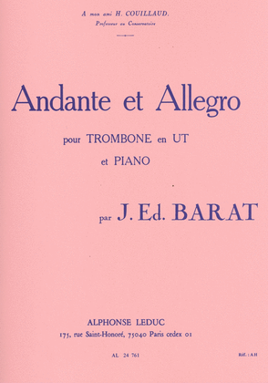 Book cover for Andante And Allegro (c Trombone And Piano)