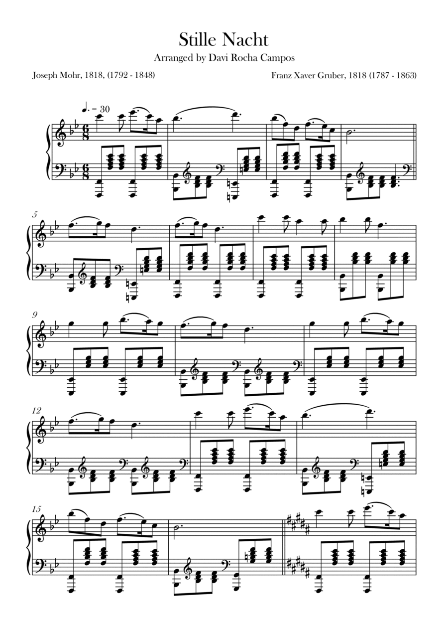 Stille Nacht Stille Nacht Piano Solo scores gallery preview page 1