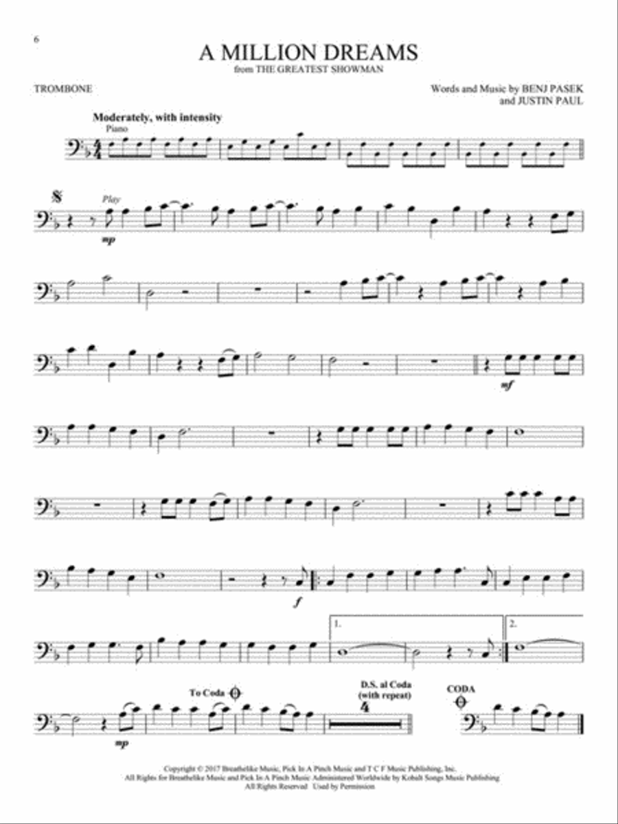 Songs from A Star Is Born, La La Land, The Greatest Showman, and More Movie Musicals Trombone Solo scores gallery preview page 4