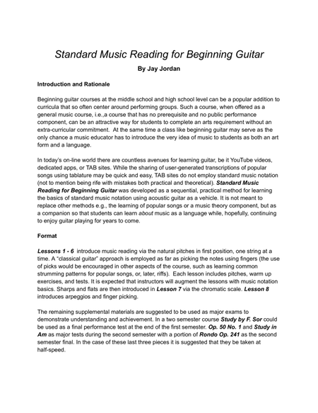 Standard Music Reading for Beginning Guitar