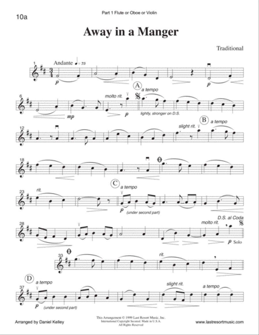 Away in a Manger for String Quartet (or Mixed Quartet or Piano Quintet) Chamber Orchestra scores gallery preview page 3
