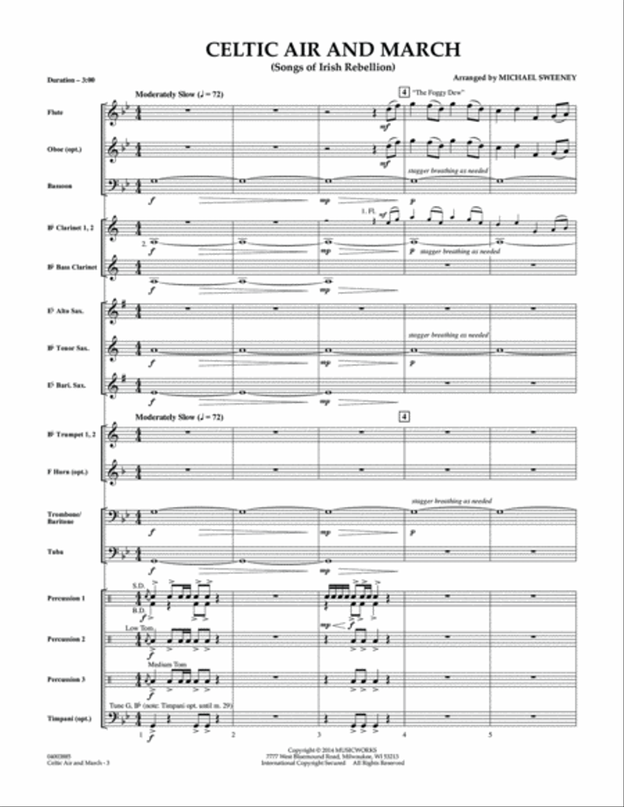 Celtic Air and March (Songs of Irish Rebellion) - Conductor Score (Full Score) Concert Band scores gallery preview page 3