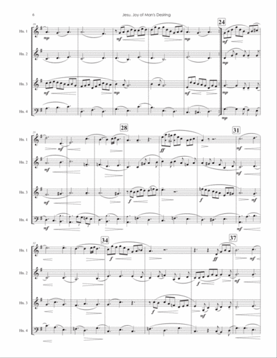 Jesu, Joy of Man's Desiring for Horn Quartet French Horn Quartet scores gallery preview page 6