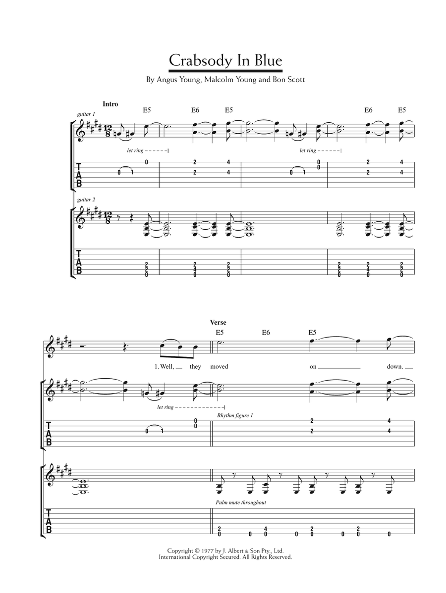 Crabsody In Blue Crabsody In Blue Guitar Tablature scores gallery preview page 1