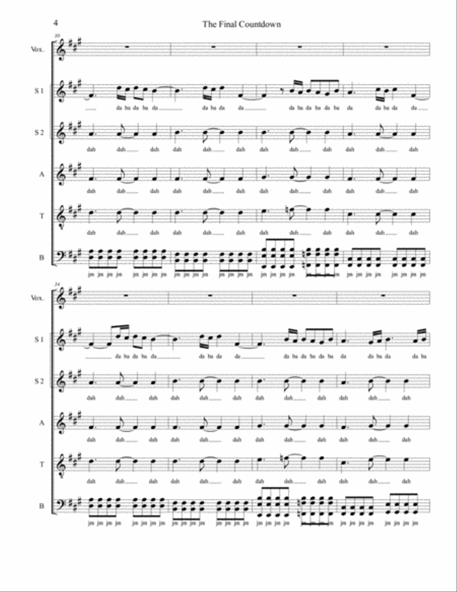 Final Countdown Divisi scores gallery preview page 4