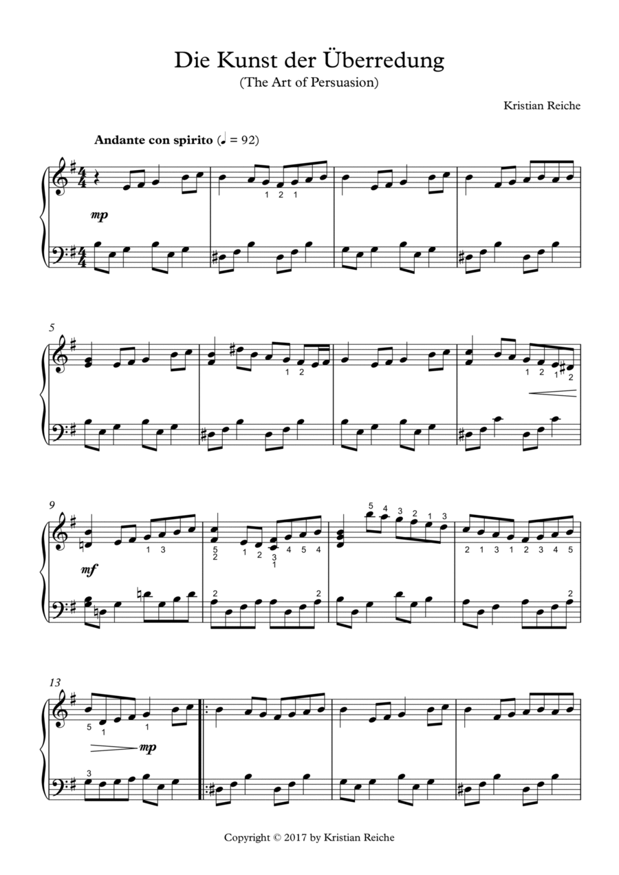 Die Kunst der Überredung (The Art of Persuasion) Piano Solo scores gallery preview page 1