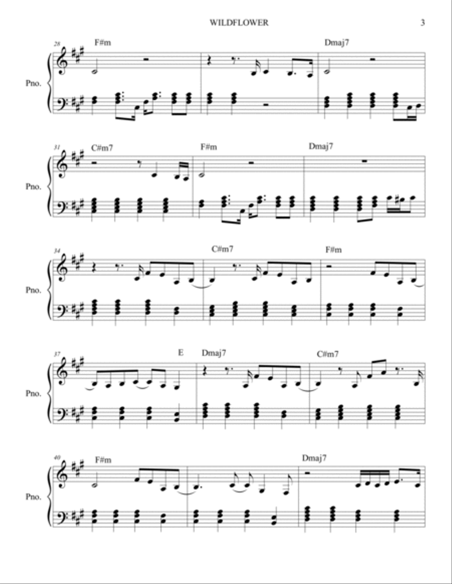Wildflower Wildflower Piano Solo scores gallery preview page 3