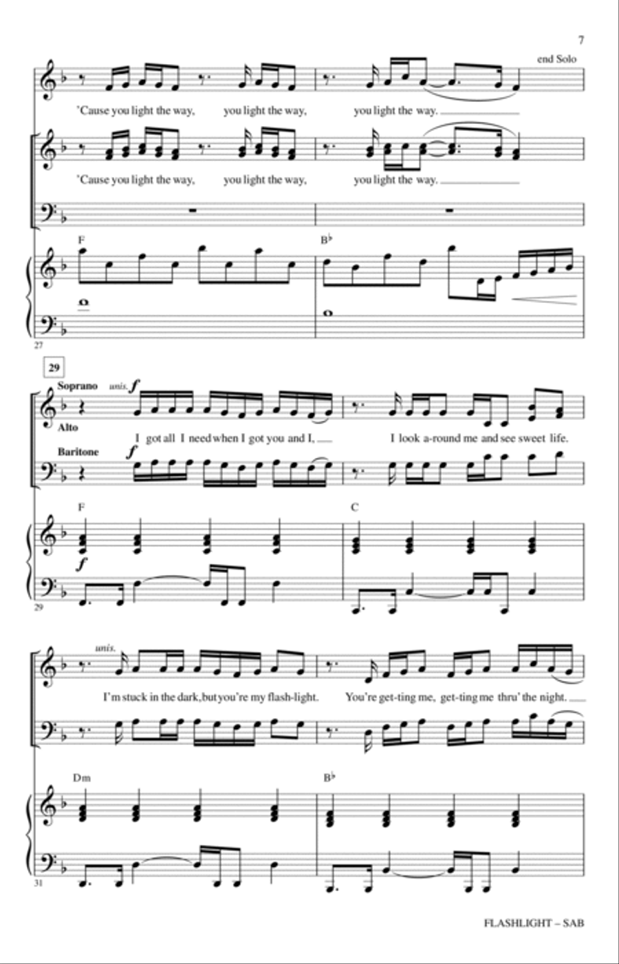 Flashlight (arr. Mac Huff) 3-Part scores gallery preview page 6
