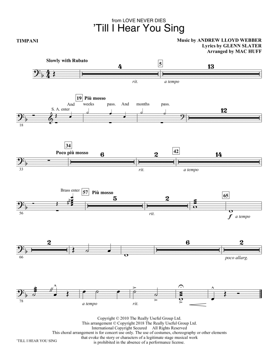 'Till I Hear You Sing (from Love Never Dies) (arr. Mac Huff) - Timpani Choir scores gallery preview page 1