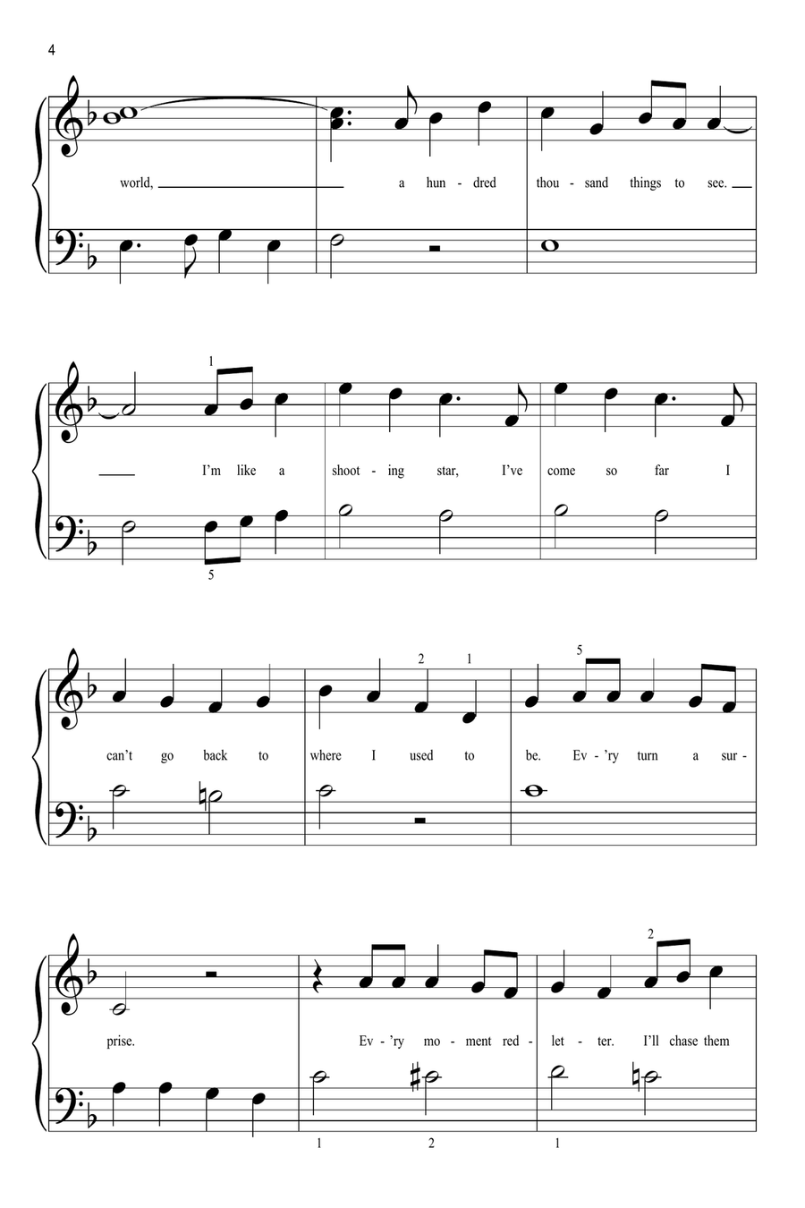 A Whole New World (from Aladdin) Easy Piano scores gallery preview page 4