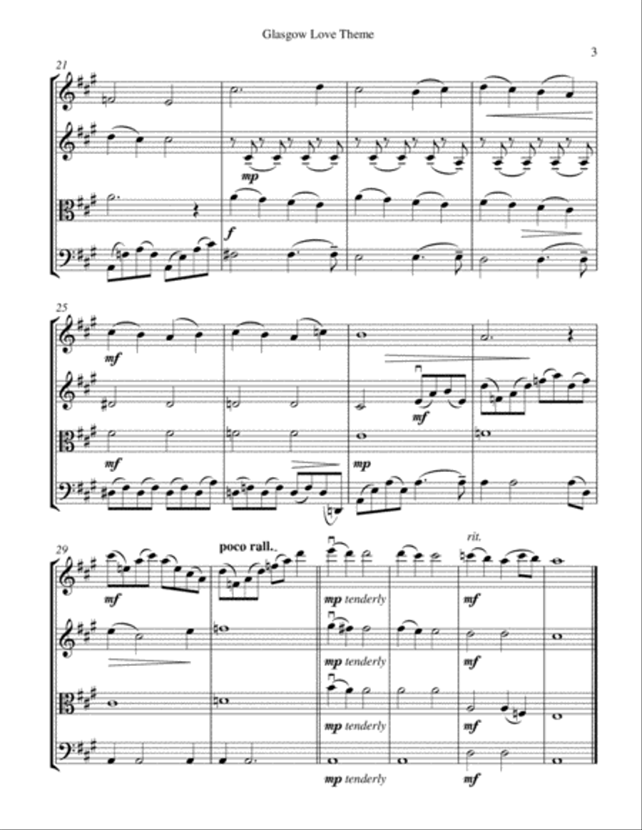 Glasgow Love Theme Glasgow Love Theme String Quartet scores gallery preview page 4