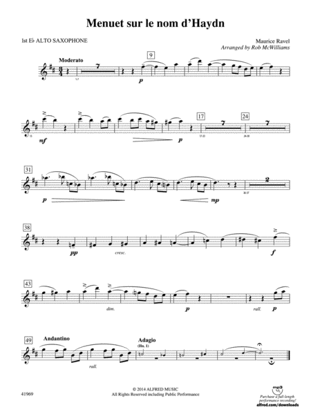 Menuet sur le nom d'Haydn: E-flat Alto Saxophone