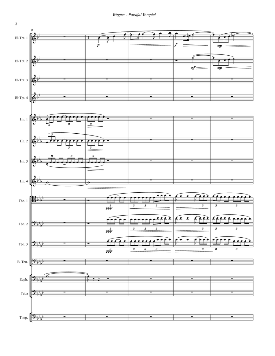 Parsifal Vorspiel (Prelude) for Large Brass Ensemble & Timpani Brass Ensemble scores gallery preview page 2