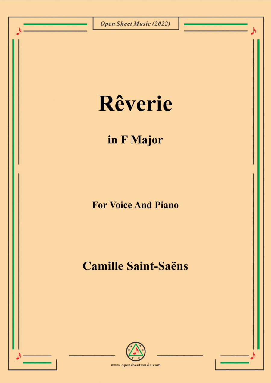 Saint-Saëns-Rêverie in F Major,for Voice and Piano Voice Solo scores gallery preview page 1