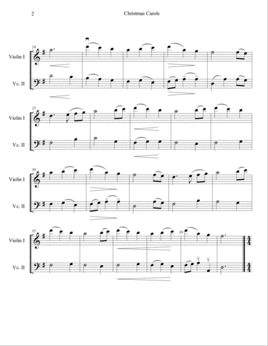 Christmas Carols for Violin and Cello duo String Duet scores gallery preview page 3