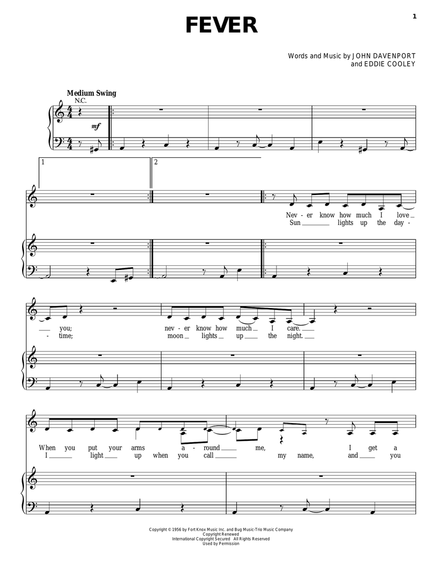 Fever Piano, Vocal scores gallery preview page 1