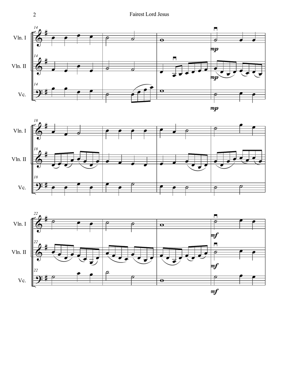 Fairest Lord Jesus String Trio scores gallery preview page 2