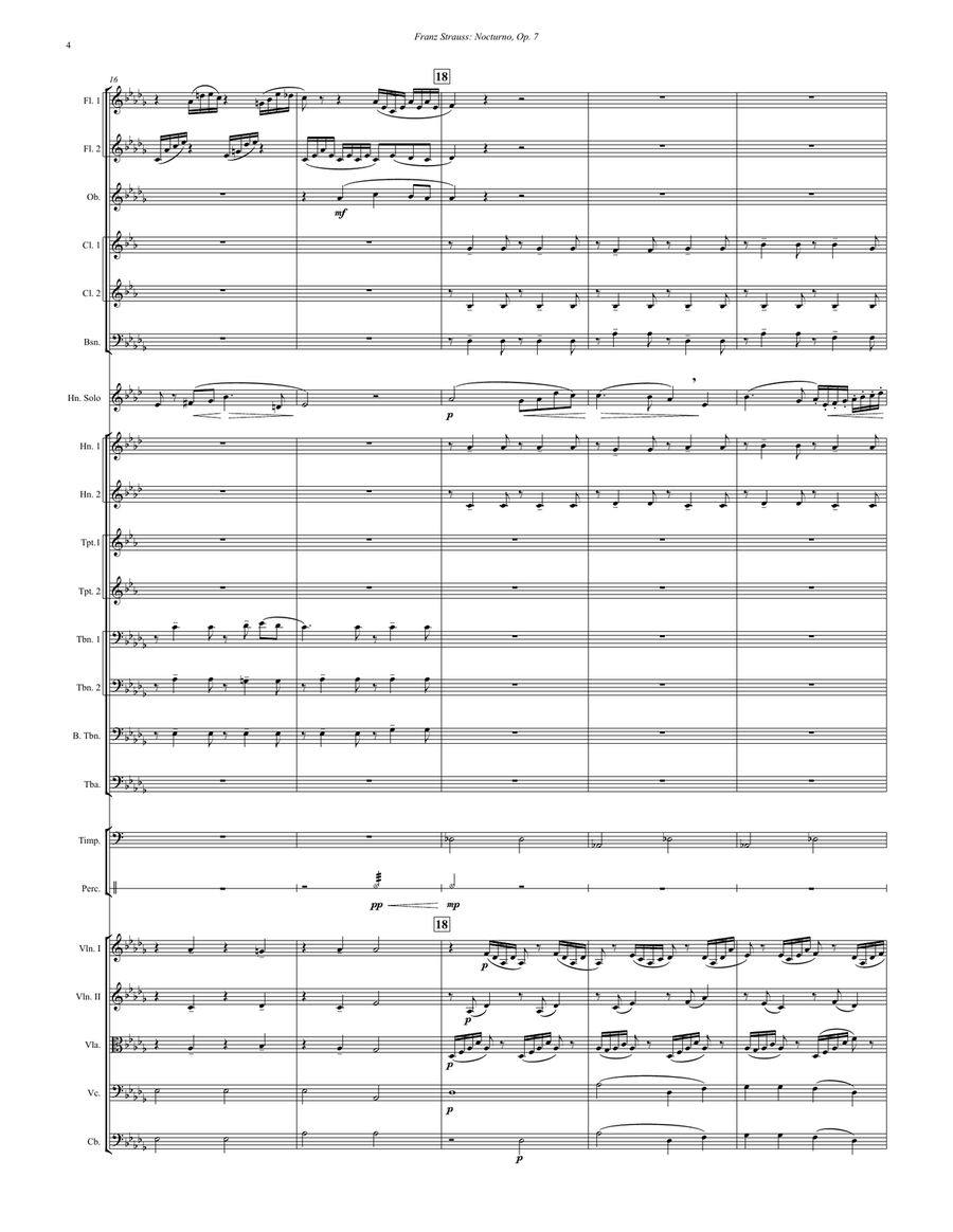 Nocturno, Op. 7 for Horn Solo and Orchestra Full Orchestra scores gallery preview page 4