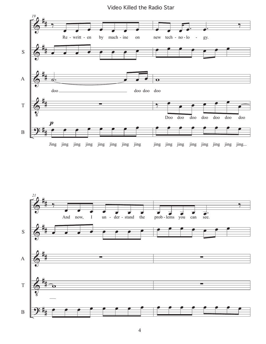 Video Killed The Radio Star 4-Part scores gallery preview page 4